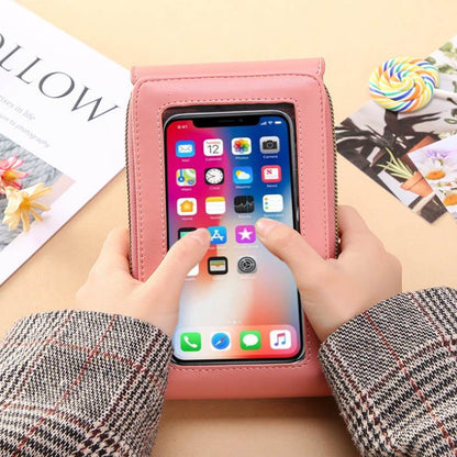 👜50% OFF NOW! Simple And Elegant Women's Touchscreen Crossbody Phone Wallet‑Transparent Window PU Leather Purse, Multi‑Card Slot Shoulder Bag for Daily Shopping Travel