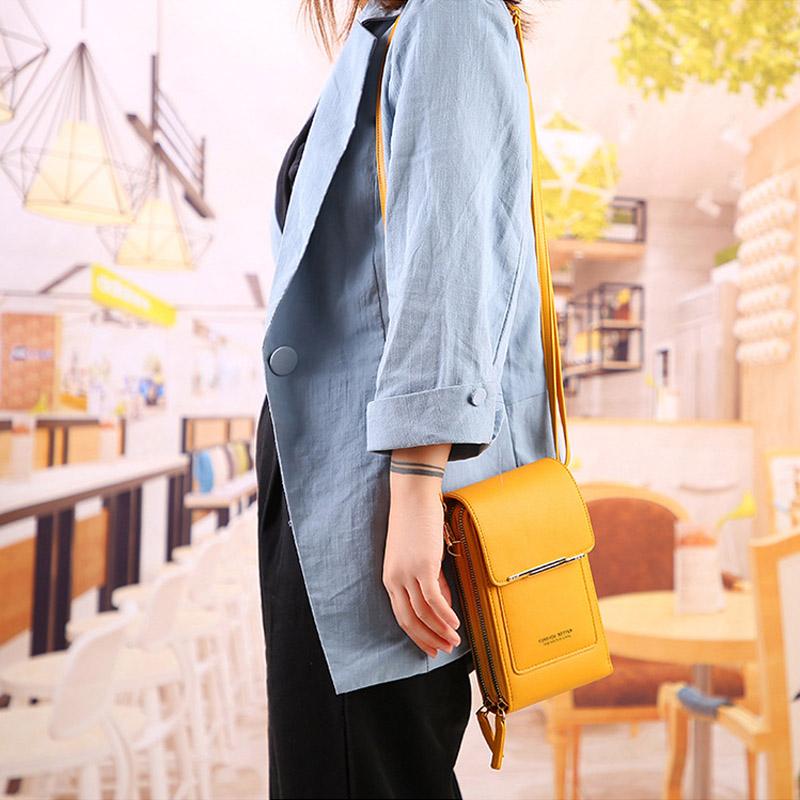 👜50% OFF NOW! Simple And Elegant Women's Touchscreen Crossbody Phone Wallet‑Transparent Window PU Leather Purse, Multi‑Card Slot Shoulder Bag for Daily Shopping Travel