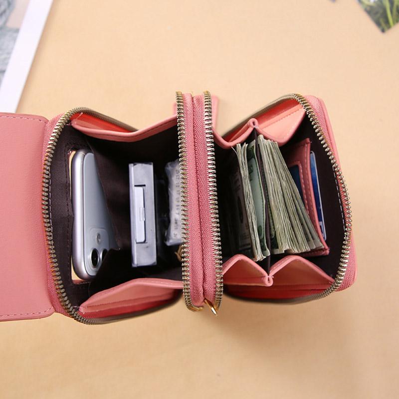 👜50% OFF NOW! Simple And Elegant Women's Touchscreen Crossbody Phone Wallet‑Transparent Window PU Leather Purse, Multi‑Card Slot Shoulder Bag for Daily Shopping Travel