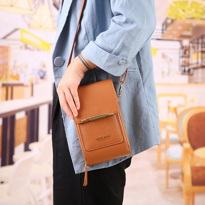 👜50% OFF NOW! Simple And Elegant Women's Touchscreen Crossbody Phone Wallet‑Transparent Window PU Leather Purse, Multi‑Card Slot Shoulder Bag for Daily Shopping Travel