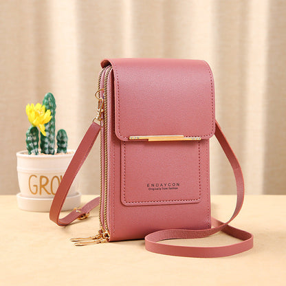 👜50% OFF NOW! Simple And Elegant Women's Touchscreen Crossbody Phone Wallet‑Transparent Window PU Leather Purse, Multi‑Card Slot Shoulder Bag for Daily Shopping Travel