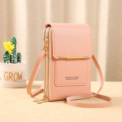 👜50% OFF NOW! Simple And Elegant Women's Touchscreen Crossbody Phone Wallet‑Transparent Window PU Leather Purse, Multi‑Card Slot Shoulder Bag for Daily Shopping Travel