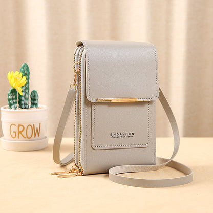 👜50% OFF NOW! Simple And Elegant Women's Touchscreen Crossbody Phone Wallet‑Transparent Window PU Leather Purse, Multi‑Card Slot Shoulder Bag for Daily Shopping Travel