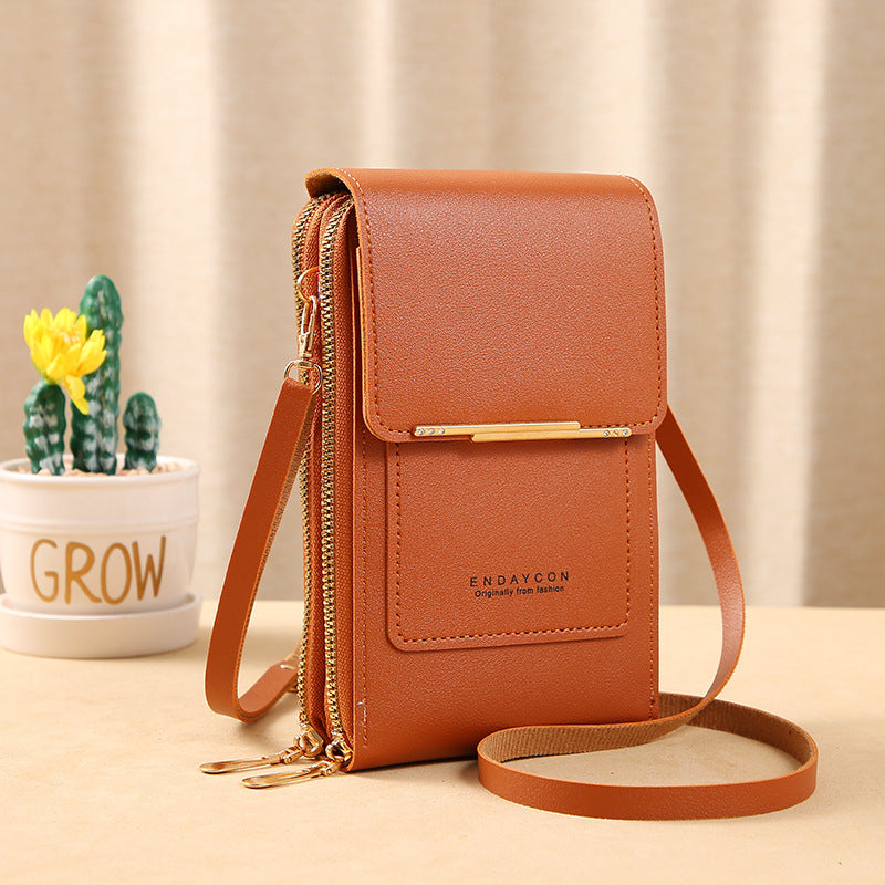 👜50% OFF NOW! Simple And Elegant Women's Touchscreen Crossbody Phone Wallet‑Transparent Window PU Leather Purse, Multi‑Card Slot Shoulder Bag for Daily Shopping Travel