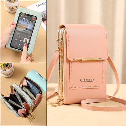 👜50% OFF NOW! Simple And Elegant Women's Touchscreen Crossbody Phone Wallet‑Transparent Window PU Leather Purse, Multi‑Card Slot Shoulder Bag for Daily Shopping Travel