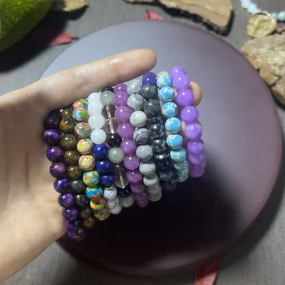 Natural Stone Bead Bracelet – Gradient Color & Energy Design