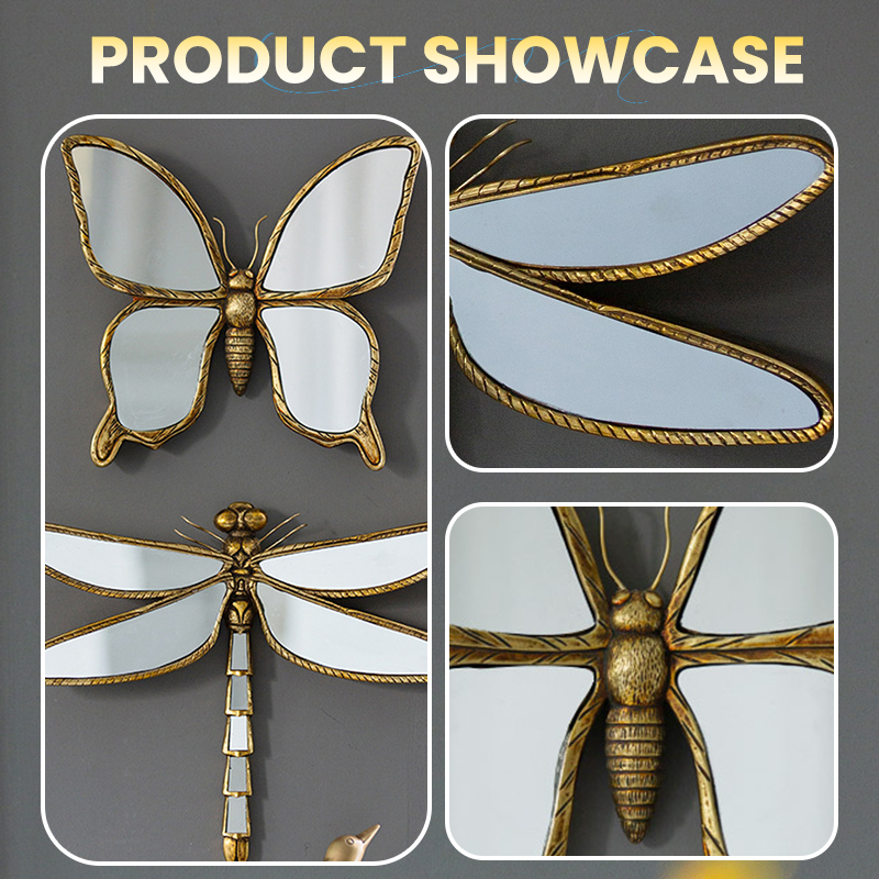Vintage Mirror Butterfly & Dragonfly Wall Decor