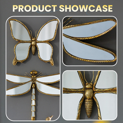 Vintage Mirror Butterfly & Dragonfly Wall Decor