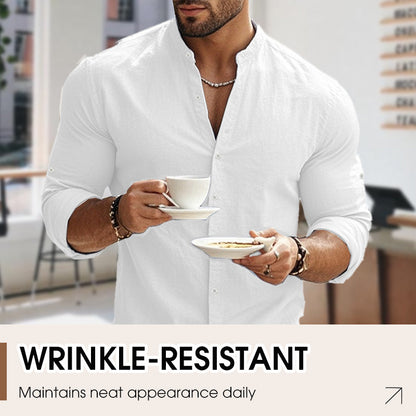 🔥Hot Sale/Soon Out of Stock‼️Men's Stand Collar Fit Casual Plain Shirt