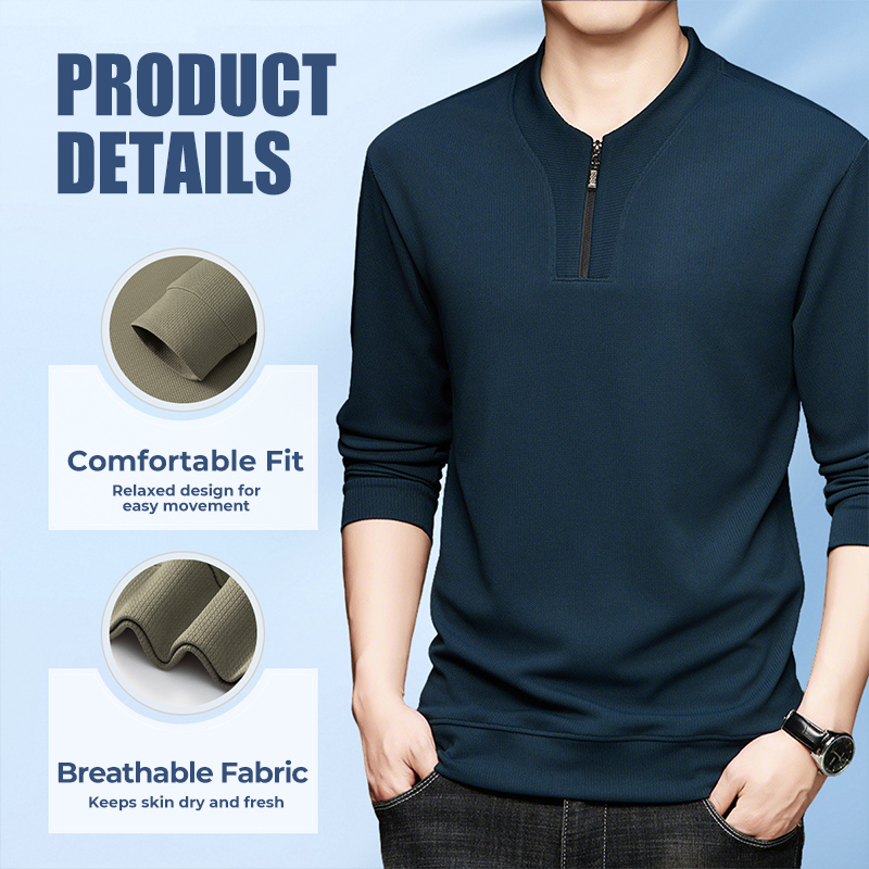 Men's Half-Zip Crew Neck Casual Pullover