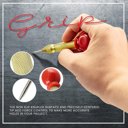 🔘 50% OFF! ⚡ Automatic Center Punch - Precision Marking for Metal/Wood, Spring-Loaded & Adjustable Force 🛠️📏