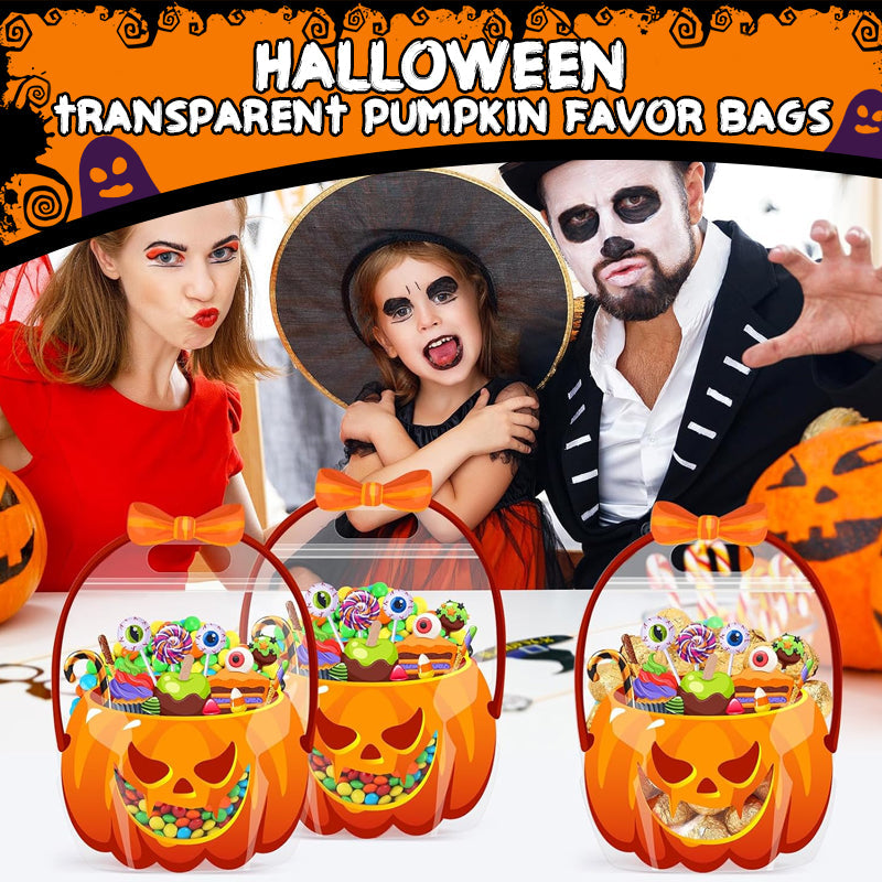 ❄️Summerfresh 50% OFF!🍬20-Pack Pumpkin Halloween Treat Bags – Resealable Clear Party Favour Bags with Handles