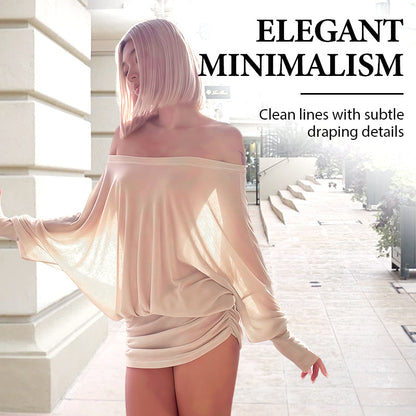 Chic Off Shoulder Pleated Dress