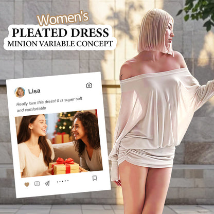 Chic Off Shoulder Pleated Dress