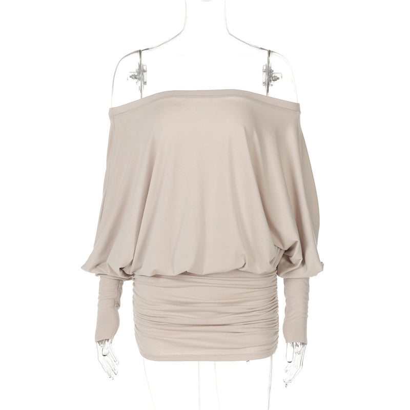 Chic Off Shoulder Pleated Dress