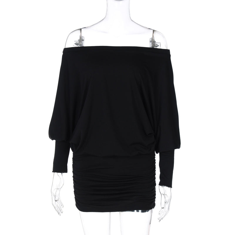 Chic Off Shoulder Pleated Dress