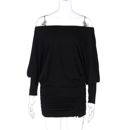 Chic Off Shoulder Pleated Dress