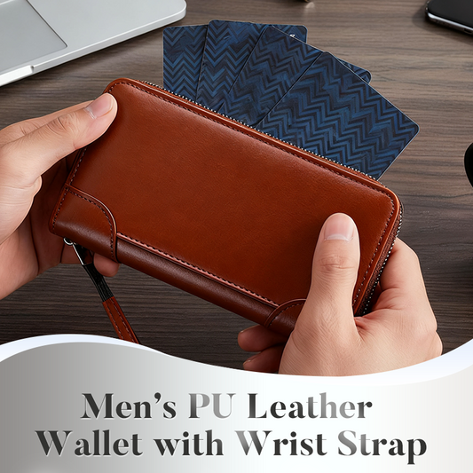 Men’s PU Leather Wallet with Wrist Strap
