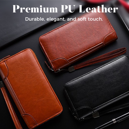 Men’s PU Leather Wallet with Wrist Strap