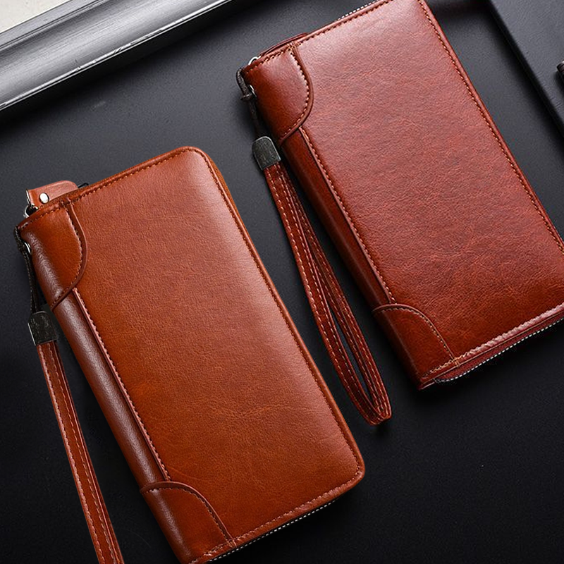 Men’s PU Leather Wallet with Wrist Strap