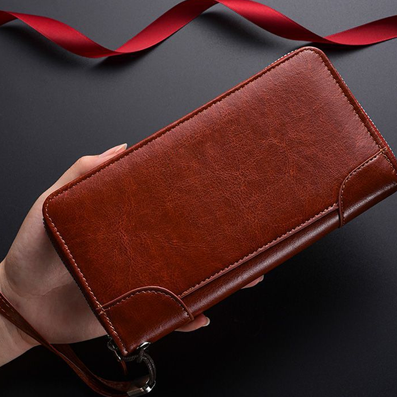 Men’s PU Leather Wallet with Wrist Strap