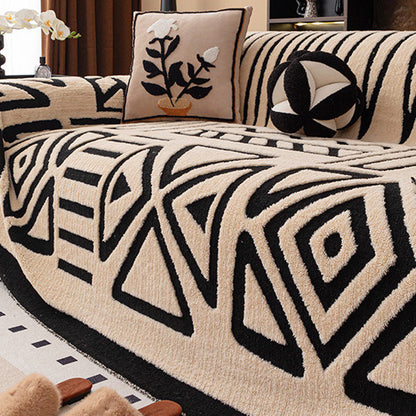 ⏳🔥LIMITED-TIME 50% OFF! ⏰Soft Plush Non‑Slip Couch Cover – Thick Striped Sofa Throw Cover, Cozy Winter‑Friendly Furniture Protector for Living Room, Anti‑Slip Universal Sofa Slipcover