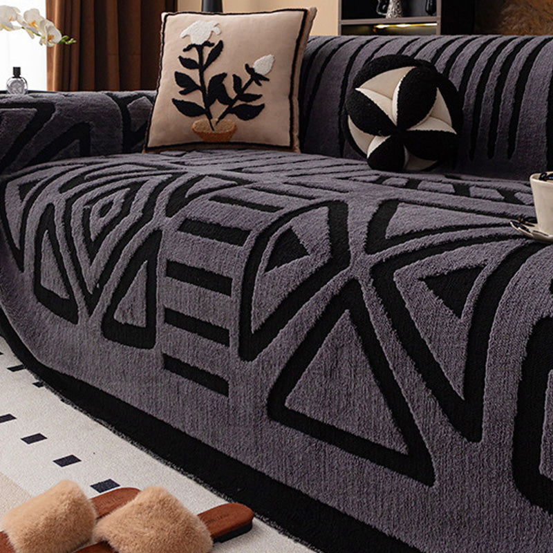 ⏳🔥LIMITED-TIME 50% OFF! ⏰Soft Plush Non‑Slip Couch Cover – Thick Striped Sofa Throw Cover, Cozy Winter‑Friendly Furniture Protector for Living Room, Anti‑Slip Universal Sofa Slipcover