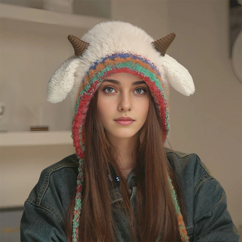 💖LAST DAY PROMOTION - 50%OFF 💖 Plush lamb-shaped hat and cute earmuffs