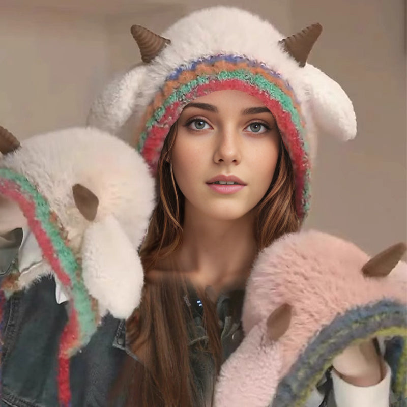 💖LAST DAY PROMOTION - 50%OFF 💖 Plush lamb-shaped hat and cute earmuffs