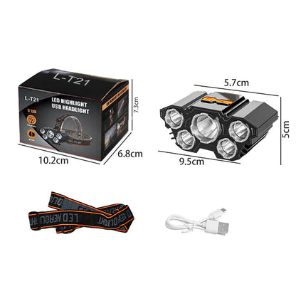 5-LED Rechargeable Headlamp with 3 Modes