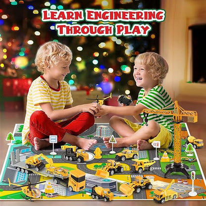 🎁Christmas Gift 50%OFF！！！🚗Kids Advent Calendar for Boys: Alloy Construction Engineering Vehicle Toy Sets