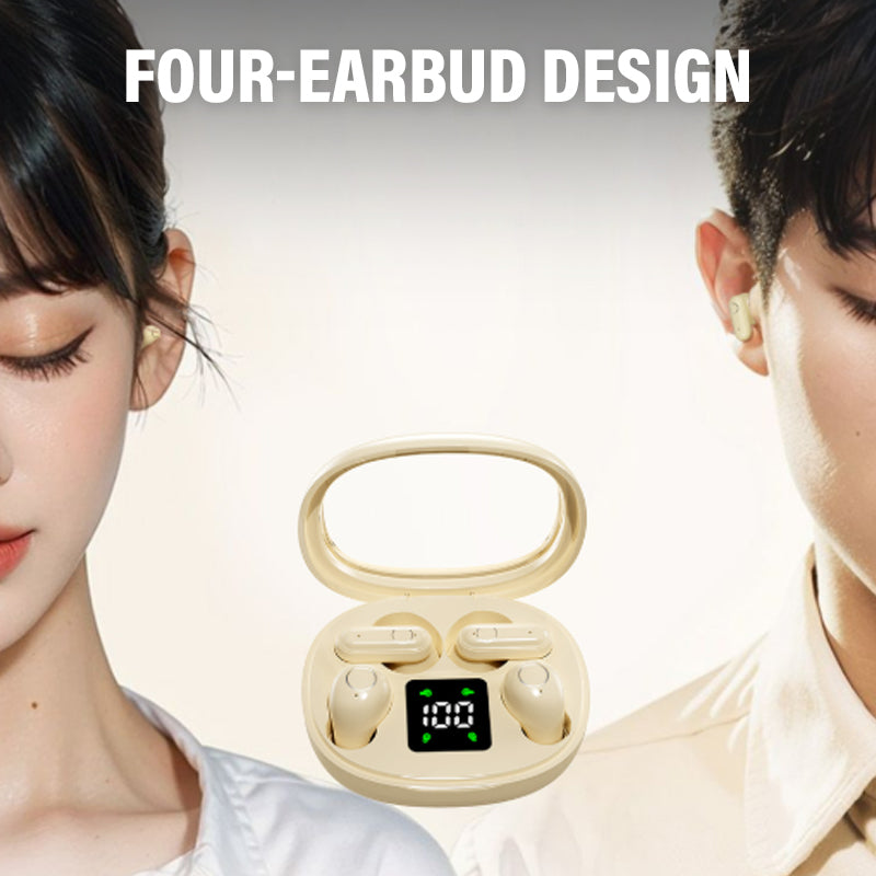 Dual-Pair Wireless Bluetooth Headset with LED Charging Case