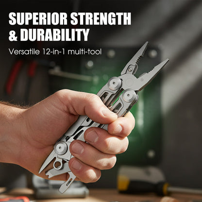 ✨ 12-in-1 Stainless Steel Folding Multi-Tool Pliers – All-in-One Gadget, Durable Steel & Compact Design (Perfect for Outdoor & Home Repairs!)