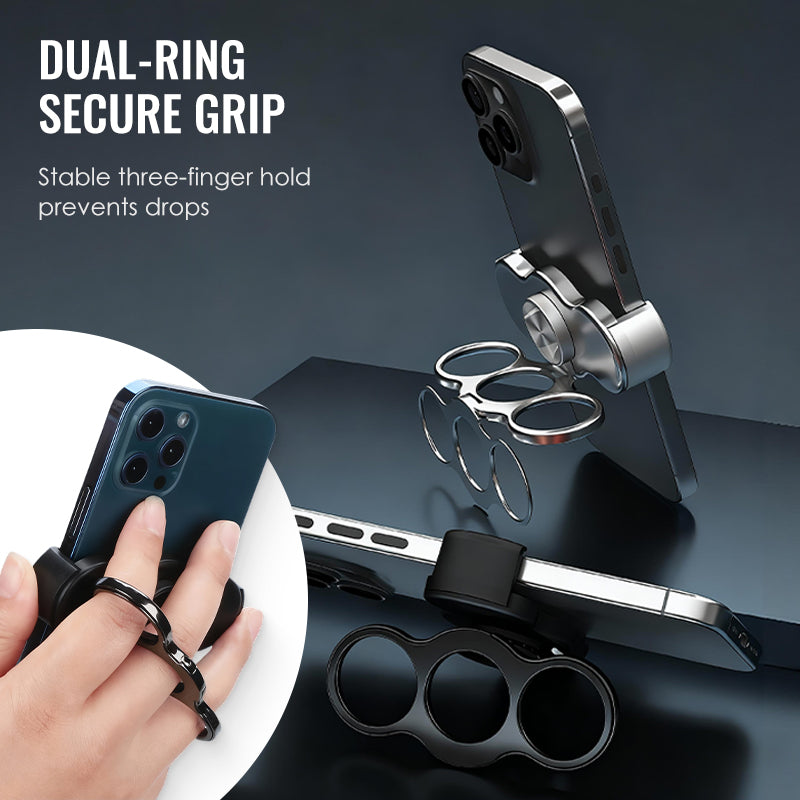 🥳2026 HOT SALE🥳💞50K+ SOLD!💥🆘Dual-Ring Three-Finger Back Clip Holder🎒✨