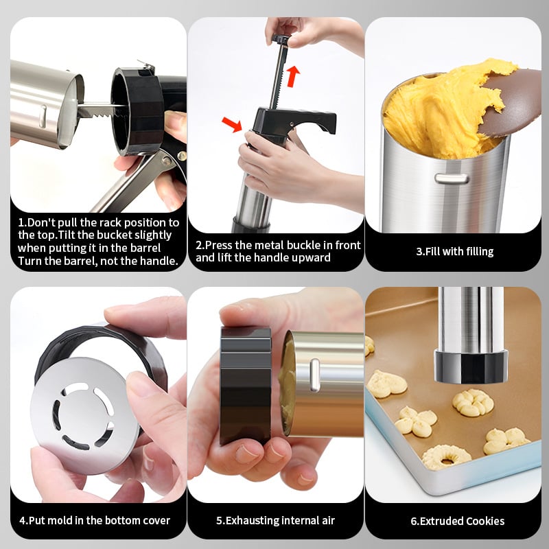 🔥HOT SALE 49% OFF🔥Stainless Steel Cookie Pres with 13 Discs & 8 Nozzles