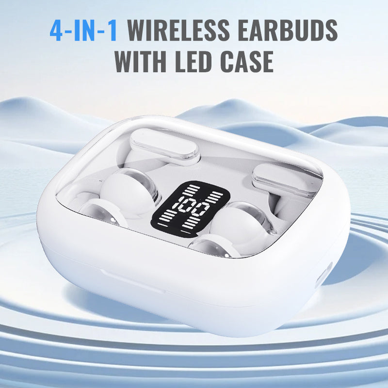 🎅New Year Gifts🎁4-in-1 Wireless Earbuds with LED Case