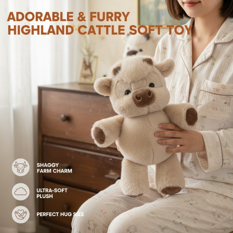 🐮Holiday Must-Haves 🧸Highland Cow Soft Toy – Adorable & Fluffy Plush Cattle Gift