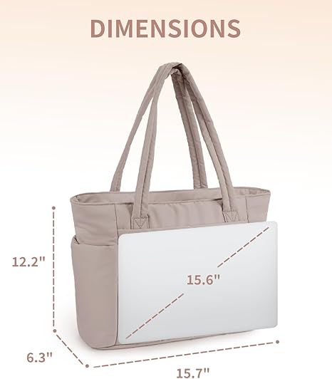 🎒 Natural Puffer Tote Bag – Nylon/Waterproof Lining – 20 L & Elastic Pocket for a 40 oz Water Bottle – Perfect for Work, the Gym, and Travel 🏋️