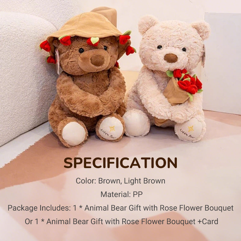🔥 Hot Sale 50% OFF 💖Animal Bear Gift with Rose Flower Bouquet