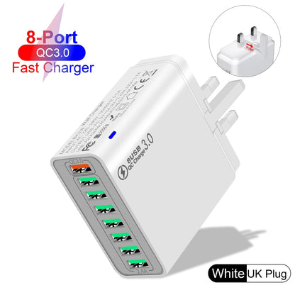 📢📢50%  OFF !! ⏰8-Port USB Fast Charging Mobile Phone Charger