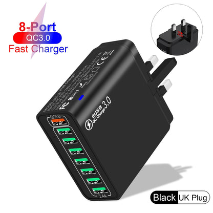 📢📢50%  OFF !! ⏰8-Port USB Fast Charging Mobile Phone Charger