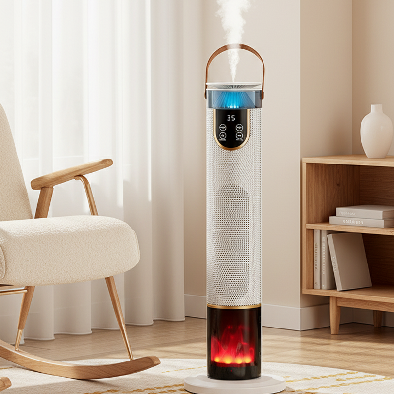 2000W Electric Space Heater with Humidifier & 3D Flame Effect