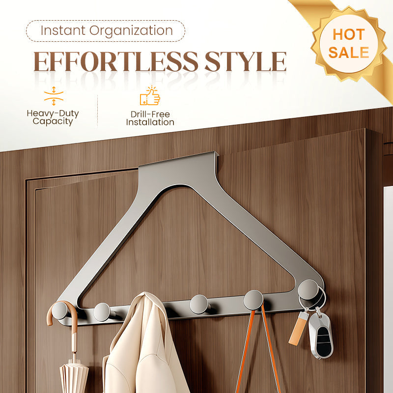 🚪✨ 6-Hook Over-the-Door Rack, No Drilling | Heavy-Duty Carbon Steel, Tool-Free Installation & Instant Space Saving