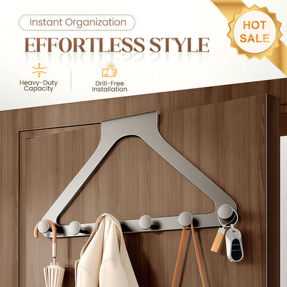 🚪✨ 6-Hook Over-the-Door Rack, No Drilling | Heavy-Duty Carbon Steel, Tool-Free Installation & Instant Space Saving