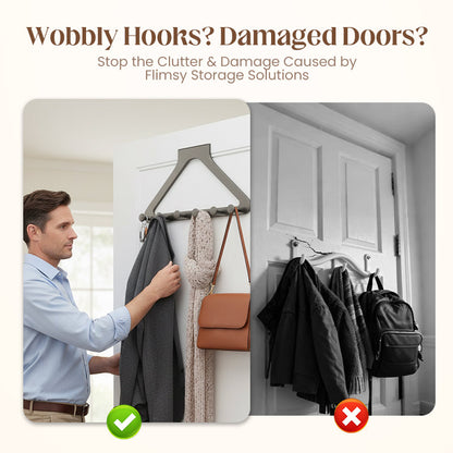 🚪✨ 6-Hook Over-the-Door Rack, No Drilling | Heavy-Duty Carbon Steel, Tool-Free Installation & Instant Space Saving