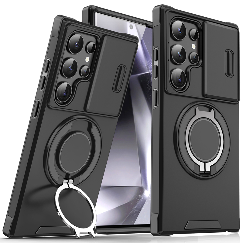 💎 50% OFF! 💎 Magnetic Stand Phone Case for Samsung – Slide Camera Cover, 360° Ring Grip & Kickstand, Full Protection 📱