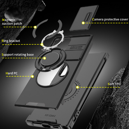 💎 50% OFF! 💎 Magnetic Stand Phone Case for Samsung – Slide Camera Cover, 360° Ring Grip & Kickstand, Full Protection 📱