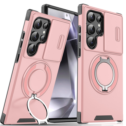 💎 50% OFF! 💎 Magnetic Stand Phone Case for Samsung – Slide Camera Cover, 360° Ring Grip & Kickstand, Full Protection 📱