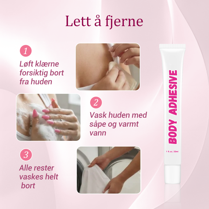 Invisible and skin-friendly body adhesive for clothing
