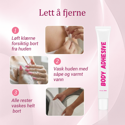 Invisible and skin-friendly body adhesive for clothing